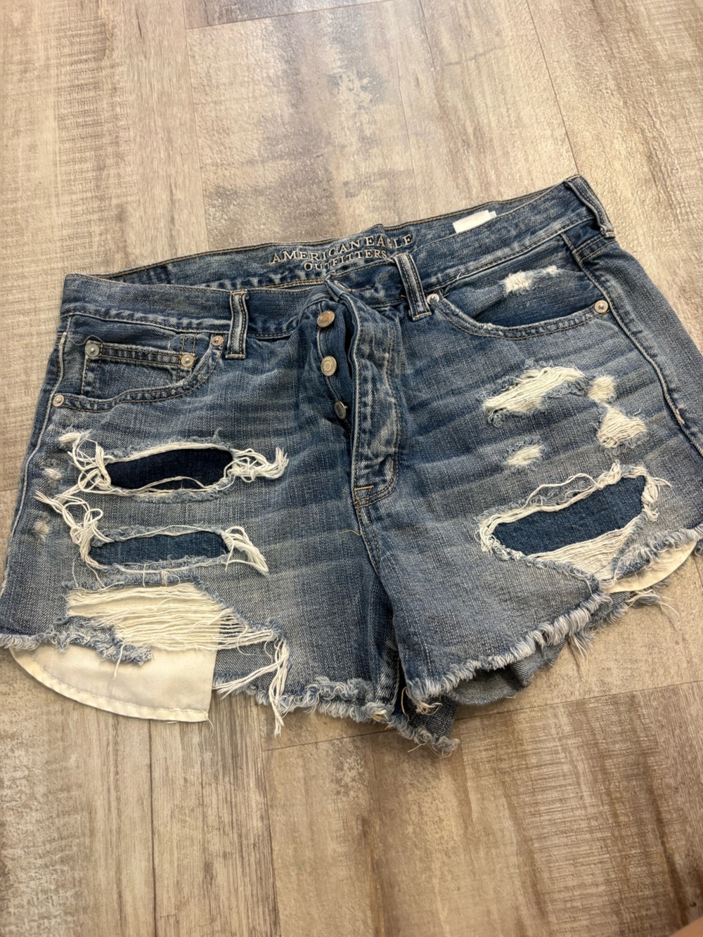 American Eagle Vintage Hi Rise Festival Distressed Shorts 12